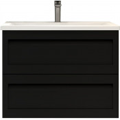 Тумба под раковину Art&Max Platino AM-Platino-800-2C-SO-NM-Cer подвесная черный матовый