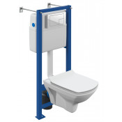 Подвесной унитаз с инсталляцией Cersanit Carina XL CO DPL EO slim A64119 белый