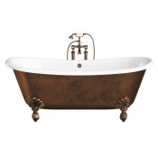 Ванна чугунная Devon&Devon Admiral 2MRADMIRALVARDD+SFD1058SAR+AS06251DE3AR 182х81 со слив-переливом и сифоном, cостаренная медь/белый