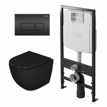 Комплект унитаза с инсталляцией и клавишей смыва D&K Matrix DS1392501 черный