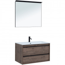Комплект мебели Aquanet Lino 90 273242 дуб веллингтон (зеркало белый матовый)
