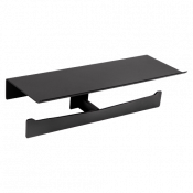 Двойной держатель рулона туалетной бумаги с полкой, Mediclinics AI2004B, нержавеющая сталь AISI 304, черный.