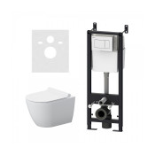 Унитаз с инсталляцией Damixa Apollo Rimless DX22.IS10101.1700 с белой клавишей и сиденьем