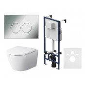 Унитаз с инсталляцией Am.Pm Sense FlashClean IS70151.741701 с клавишей ProC L хром глянец и сиденьем