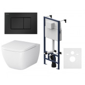 Унитаз с инсталляцией Am.Pm Gem FlashClean IS70238.901701 с клавишей ProC S черный матовый и сиденьем