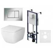 Унитаз с инсталляцией Am.Pm Gem FlashClean IS70251.901701 с клавишей ProC S хром глянец и сиденьем