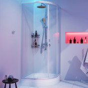 Душевой уголок AM.PM X-Joy WK88EG 80x80 с душевой системой и аксессуарами хром матовый/прозрачное