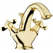 Смеситель для раковины Webert Ottocento OT700102010 c донным клапаном, золото