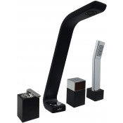 Смеситель на борт ванны Webert Wolo WO850701 Черный матовый с ручкой хром