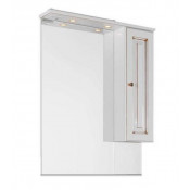 Зеркало-шкаф Vod-ok Белладжио 85 патина золото, правое, белое, со светильником