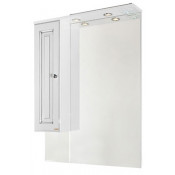 Зеркало-шкаф Vod-ok Белладжио 85 патина серебро, левое, белое, со светильником