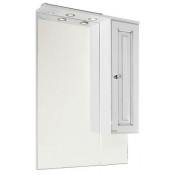 Зеркало-шкаф Vod-ok Белладжио 75 патина серебро, правое, белое, со светильником