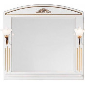 Зеркало Vod-ok Кармен 105x85 со светильником белый/патина золото