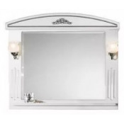 Зеркало Vod-ok Кармен 105x85 со светильником, белый/патина серебро