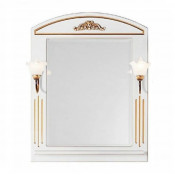 Зеркало Vod-ok Кармен 75x85 со светильником белый/патина золото