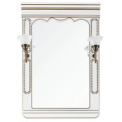 Зеркало Vod-ok Мариэль 65x85 со светильником, белый/патина золото