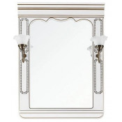 Зеркало Vod-ok Мариэль 75x85 со светильником, белый/патина золото