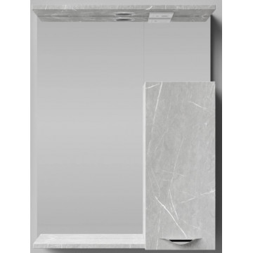 Зеркальный шкаф Vod-ok Марко 9103 60 R с подсветкой хром/мрамор серый