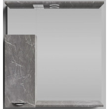 Зеркальный шкаф Vod-ok Марко 9110 75 L с подсветкой хром/мрамор графит