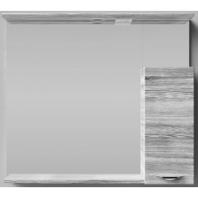 Зеркальный шкаф Vod-ok Марко vd2202213859 90 R с подсветкой хром/лиственница структурная контрастно-серая