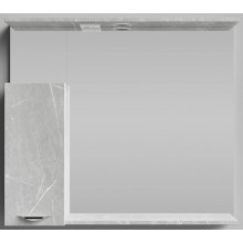 Зеркальный шкаф Vod-ok Марко 9106 90 L с подсветкой хром/мрамор серый