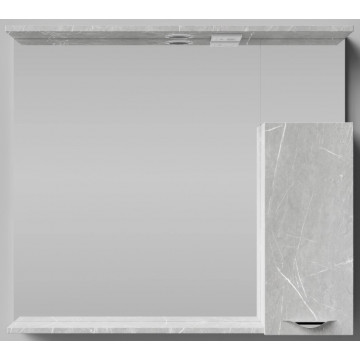 Зеркальный шкаф Vod-ok Марко 9107 90 R с подсветкой хром/мрамор серый