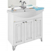 Тумба с раковиной Vod-ok Белладжио 85 белый/патина серебро