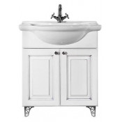 Тумба с раковиной Vod-ok Белладжио 75 белый/патина серебро