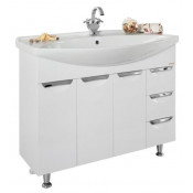 Тумба под раковину Vod-ok Лира 105 с бельевой корзиной белый