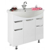 Тумба под раковину Vod-ok Лира 85 с бельевой корзиной белый