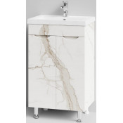 Тумба с раковиной Vod-ok Смайл 50 мрамор белый натур милк 2537