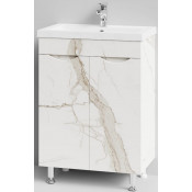 Тумба с раковиной Vod-ok Смайл 58 мрамор белый натур милк