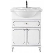 Тумба под раковину Vod-ok Мариэль 65 белый/патина серебро