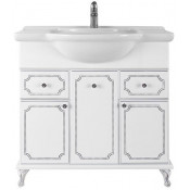 Тумба с раковиной Vod-ok Мариэль 85 белый/патина серебро