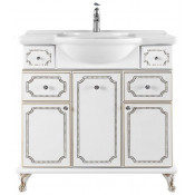 Тумба с раковиной Vod-ok Мариэль 105 белый/патина золото