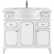 Тумба с раковиной Vod-ok Мариэль 105 белый/патина серебро