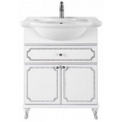 Тумба с раковиной Vod-ok Мариэль 75 белый/патина серебро