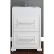 Тумба под раковину Vod-ok Риккардо 60 с ящиками, белый глянец/патина серебро