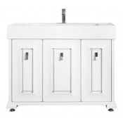 Тумба под раковину Vod-ok Риккардо 110 с бельевой корзиной, белый глянец/патина серебро