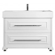 Тумба под раковину Vod-ok Риккардо 110 с ящиками белый глянец/патина серебро