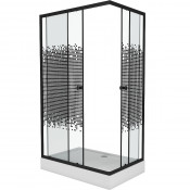 Душевой уголок Niagara Eco NG-018-14Q BLACK 100х80 черный/стекло прозрачное с рисунком
