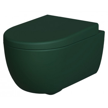Унитаз подвесной Ambassador Abner 103T20701R-102T20701 безободковый зеленый матовый с сиденьем