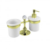 Держатель со стаканом и диспенсером Cezares OLIMP-TDT-03/24-Sw золото 24 карат/Swarovski