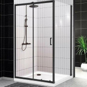 Душевой уголок BelBagno Uno UNO-195-AH-1-120/80-C-NERO 120x80 черный матовый/прозрачное