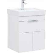Тумба с раковиной Aquanet Ирис new 50 312421 (1 ящик, 2 дверцы) белый глянец