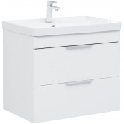 Тумба с раковиной Aquanet Ирис new 70 312428 (2 ящика) белый глянец