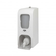HOR-31112201 Дозатор для жидкого мыла HOR БИЗНЕС X7 нажимной 0,7л, корпус белый, стекла и кнопка прозрачные
