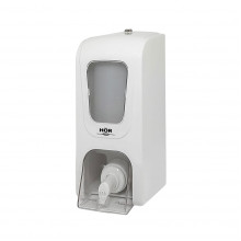 HOR-41112201 Дозатор для жидкого мыла HOR БИЗНЕС X12 нажимной 1,2 л, корпус белый, стекла и кнопка прозрачные