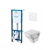 ПЭК Santek Лайн Пэк 1.WH50.1.750 подвесная чаша rimless + инсталляция + сиденье Slim, SoftClose + панель белая