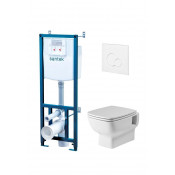 ПЭК Santek Нео Пэк 1.WH50.1.758 подвесная чаша rimless + инсталляция + сиденье Slim, SoftClose + панель белая